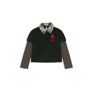 Protocol index polo with stand-up collar washed and fitted embroidered detachable with a fur collar patchwork Tee for couples
