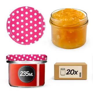 Słoiki na przetwory Tartu 235ml 20szt fi 82 mm + wieczka "Groszek różowy"