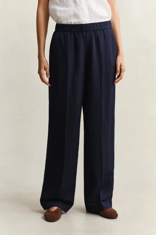 Gant Spodnie Damskie Relaxed Fit Granatowe