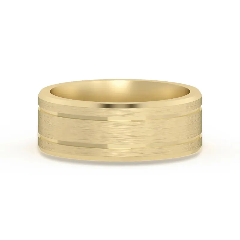 Klasyczna Double Channel Satenowa Finish Obrączka Ślubna 7 MM 585 Żółte Złoto (14K)