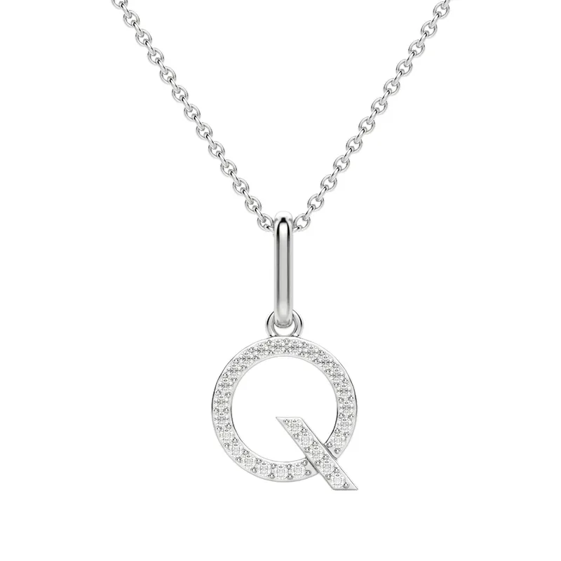 Wisiorek Litera "Q" Laboratoryjny Diament 585 Białe Złoto (14K)