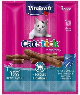 VITAKRAFT CatStick Mini z flądrą i kwasami Omega-3 - przysmak dla kota - 3 szt.
