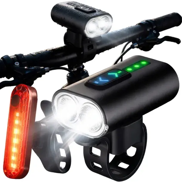Lampka rowerowa LED przednia tylna przód tył latarka akumulatorowa USB