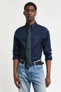Gant Koszula Męska Z Długim Rękawem Regular Fit Granatowa