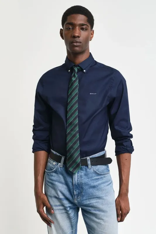 Gant Koszula Męska Z Długim Rękawem Regular Fit Granatowa