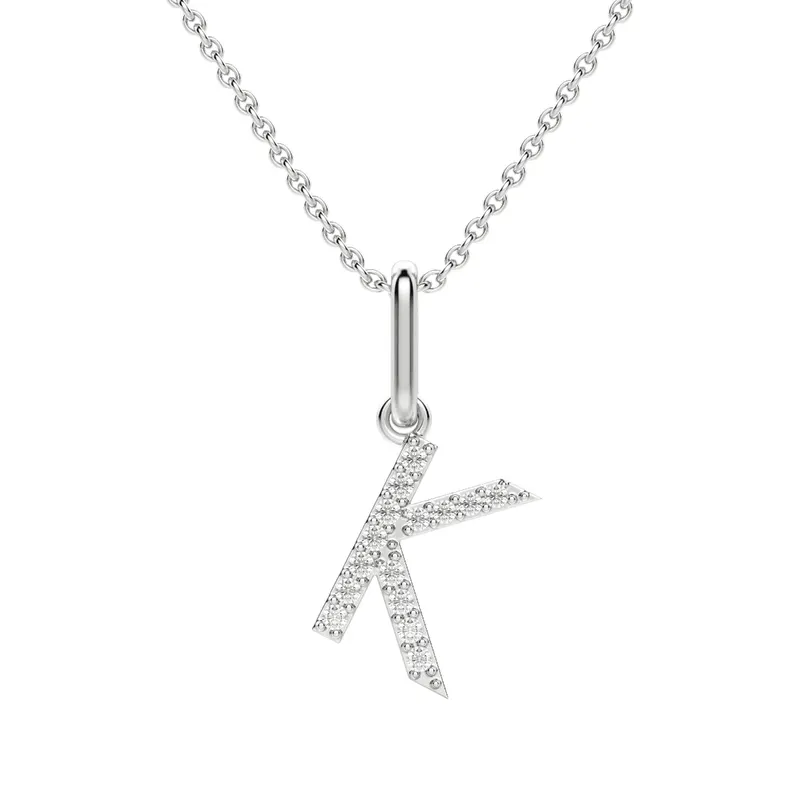 Wisiorek Litera "K" Laboratoryjny Diament 585 Białe Złoto (14K)