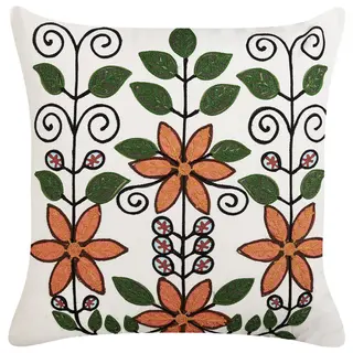 Poduszka dekoracyjna wzór kwiatowy vellore boucle 50 x 50 cm biały