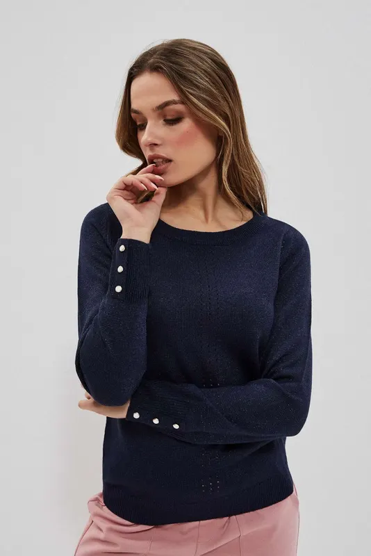 Sweter z metaliczną nitką granatowy