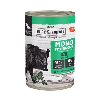 WIEJSKA ZAGRODA Mono Dzik - mokra karma dla psa - 400g