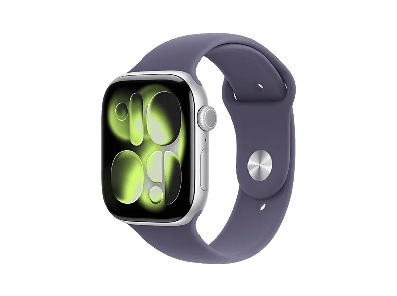 Smartwatch APPLE Watch Series 11 GPS, koperta 46mm z aluminium w kolorze srebrnym, pasek sportowy mlecznego fioletu - rozmiar S/M MEV94MP/A