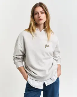Gant Damska Szara Bluza Z Graficznym Napisem İ Okrągłym Dekoltem