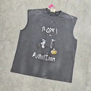 Yao Fashion Loose Vintage Casual Streetwaer Vest Tops Clothing Band Punk Rock Washed Print Tank Sleeveless HipHop Vest For Men
