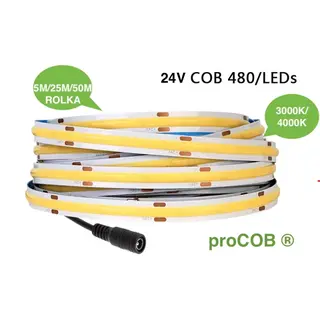 Taśma LED proCOB 24V 11W 3000K 480 LED CRI90 5M ULLS29