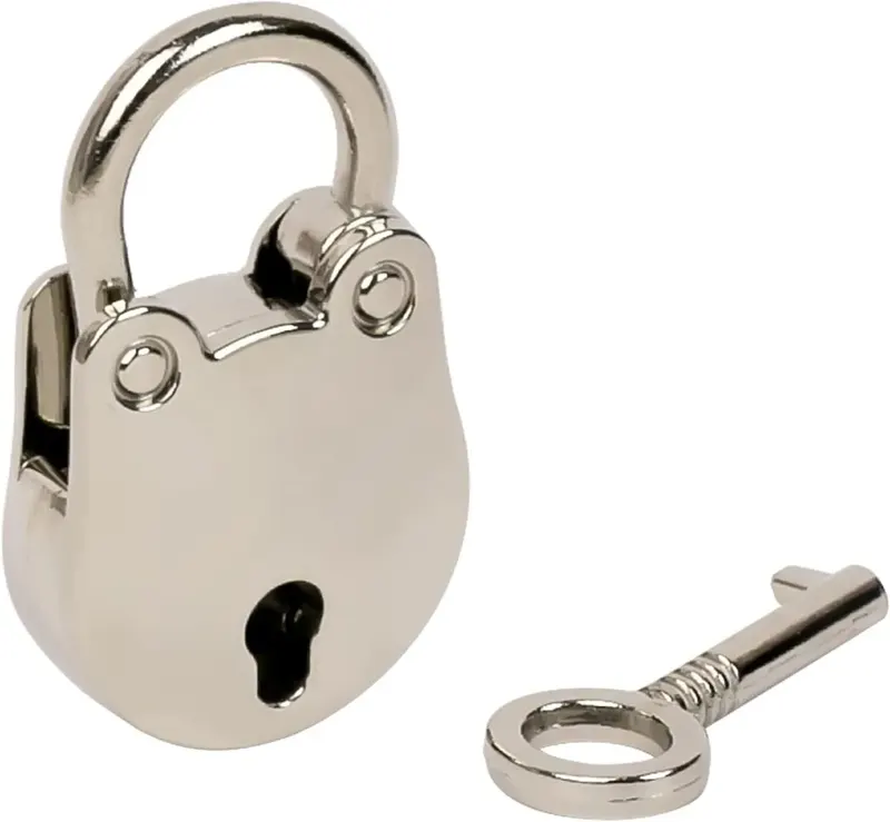 MINI KŁÓDKA OZDOBNA Z KLUCZEM SREBRNA 3,8 CM DEKORACYJNA