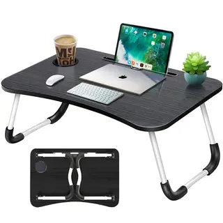 Stolik pod Laptopa do Łóżka Składany z Uchwytem na Tablet i Kubek