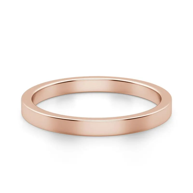 Klasyczna Męska Obrączka Ślubna Flat 2 MM 585 Różowe Złoto (14K)