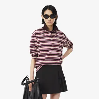 Lacoste Koszulka Polo W Paski Z Długim Rękawem Oversize