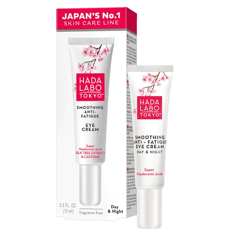 Hada Labo Tokyo White krem pod oczy przeciw oznakom zmęczenia na dzień i noc z kwasem hialuronowym, kofeiną, kolagenem i ekstraktem z różowego drzewa jedwabnego 15 ml