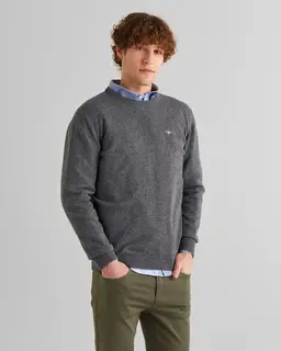 Gant Sweter Męski Okrągły Kołnierzyk Regular Fit Szary