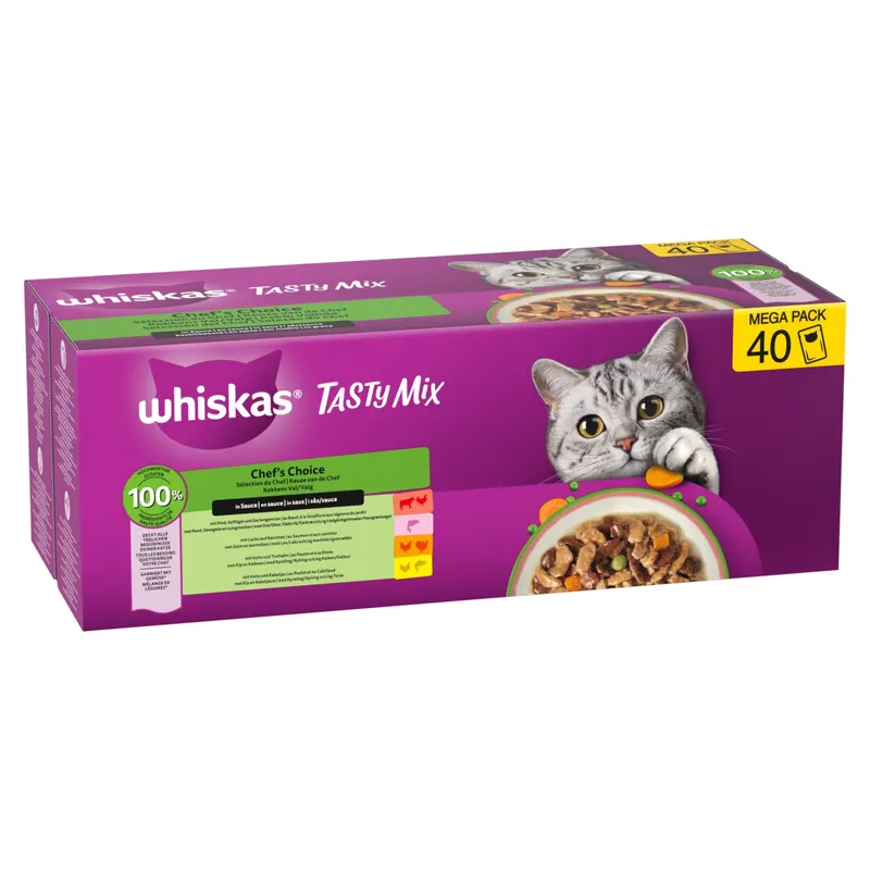 Whiskas Tasty Mix, 40 x 85 g - Chef's Choice w sosie (4 smaki)