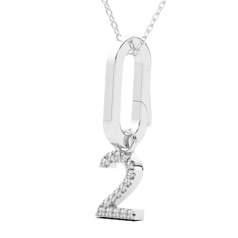 Wisiorek Numer "2" Laboratoryjny Diament 585 Białe Złoto (14K)