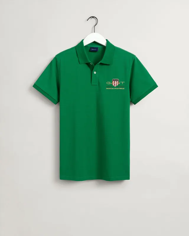 Gant Bawełniane Polo Męskie Z Nadrukiem Z Krótkim Rękawem Regular Fit