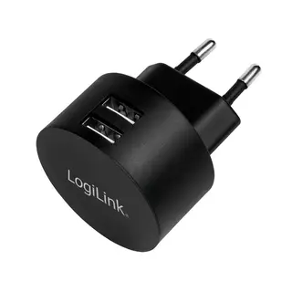 LogiLink Ładowarka sieciowa 2x USB-A, 10.5W, czarna