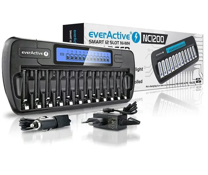 Ładowarka AAA AA do baterii akumulatorów Ni-Mh NC-1200 everactive 12 szt