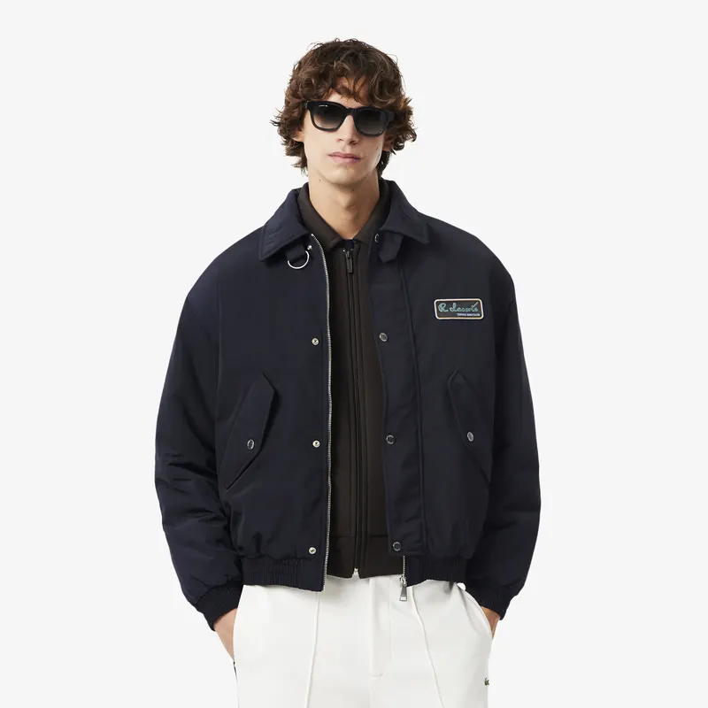 Lacoste Wodoodporna Kurtka Z Naszywką Aviator Męskie Niebieski