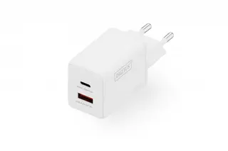 Digitus Ładowarka sieciowa GaN II 45W | 1x USB-C, 1x USB-A | PD 3.0, QC 3.0 | Biała