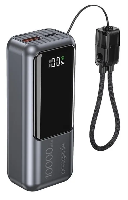 Gembird PowerBank LCD 10000mAh QC3.0 20W szary