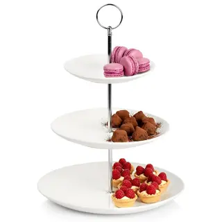 Patera porcelanowa biała 3-piętrowa 34 cm