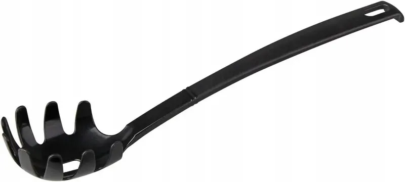 FACKELMANN 23745 30 cm wisząca łyżka do spaghetti Nero, pomocnik kuchenny z