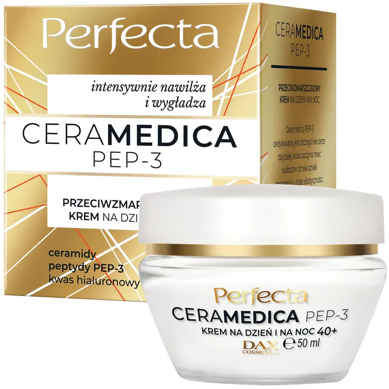 Perfecta Ceramedica PEP-3 przeciwzmarszczkowy krem 40+ na dzień i noc z ceramidami, 3 peptydami i kwasem hialuronowym 50 ml