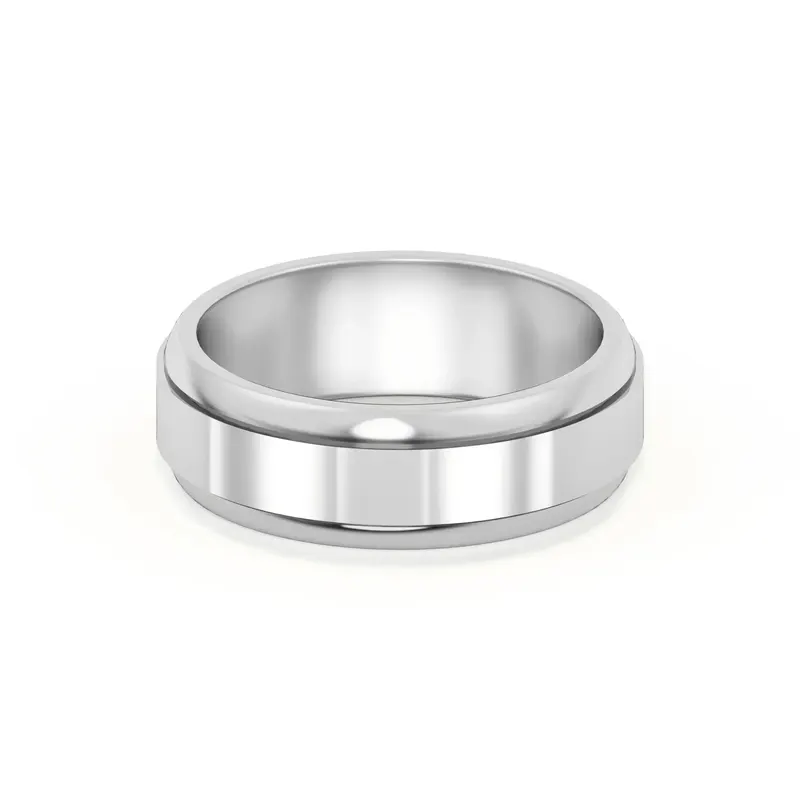 Raised Edge Channel Wysoka Polska Obrączka Ślubna 585 Białe Złoto (14K)  5 MM