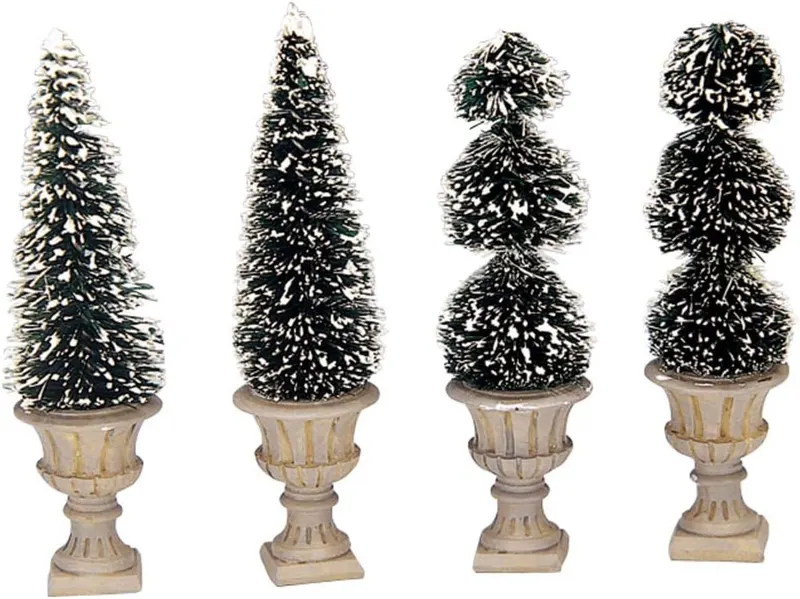 Lemax Topiary stożkowe 4 szt. ręcznie malowane drzewka
