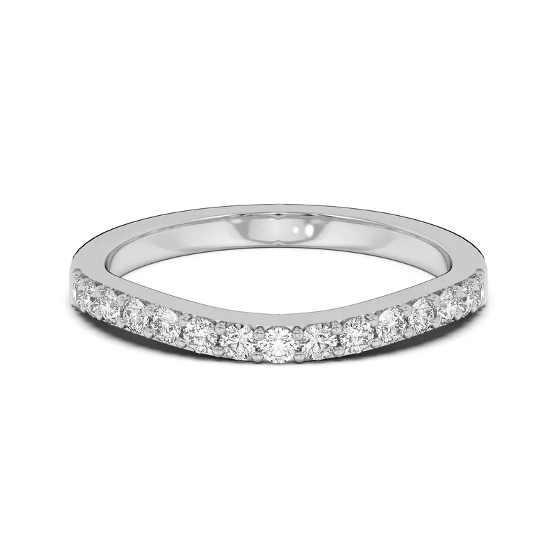 Obrączka Ślubna Curved Accented Laboratoryjny Diament 585 Białe Złoto (14K)