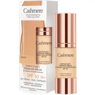 Cashmere DD nawilżający podkład-serum SPF 30 02 Beige z kwasem hialuronowym, lekkim kryciem i pudrowo-matowym wykończeniem 30 ml