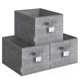 SONGMICS Pudełka do przechowywania z etykietą 29 l 3 szt 40 x 30 x 24 cm
