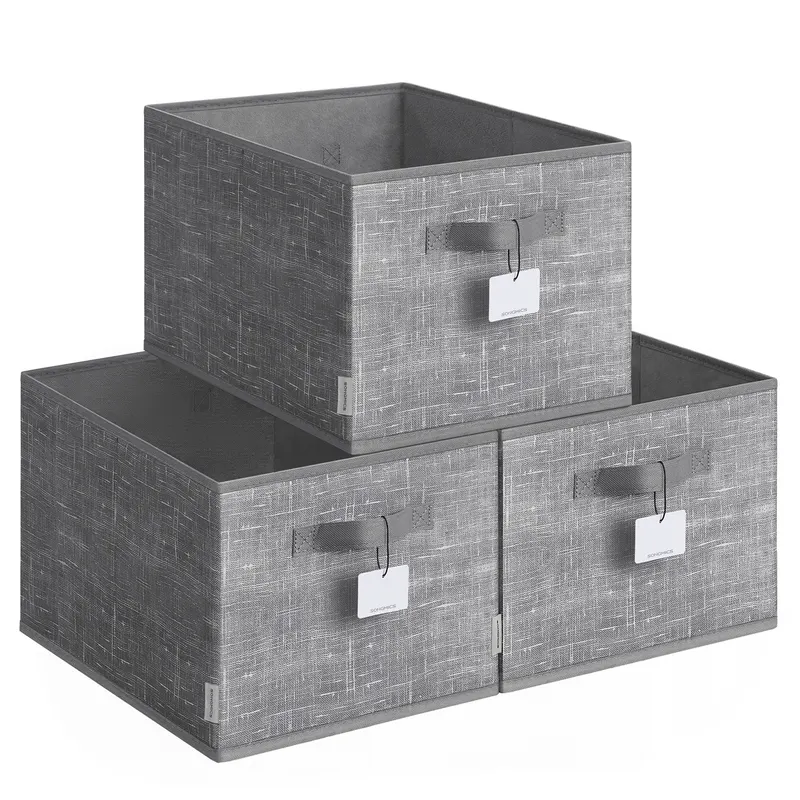 SONGMICS Pudełka do przechowywania z etykietą 29 l 3 szt 40 x 30 x 24 cm