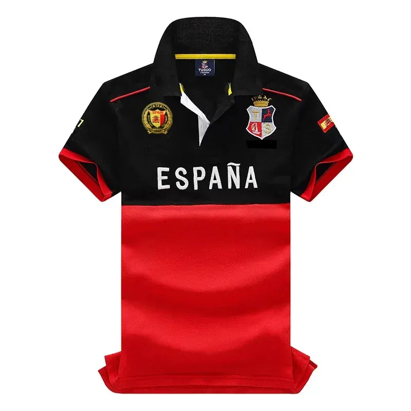 Men's Polo Shirts ESPANA Short Sleeve 100% Cotton Men's Clothes Casual Buttons Collared Golf Tee Shirts