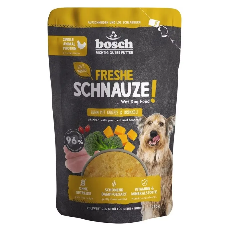 BOSCH Freshe Schnauze z kurczakiem, dynią i brokułem mono - mokra karma dla psa - 250g