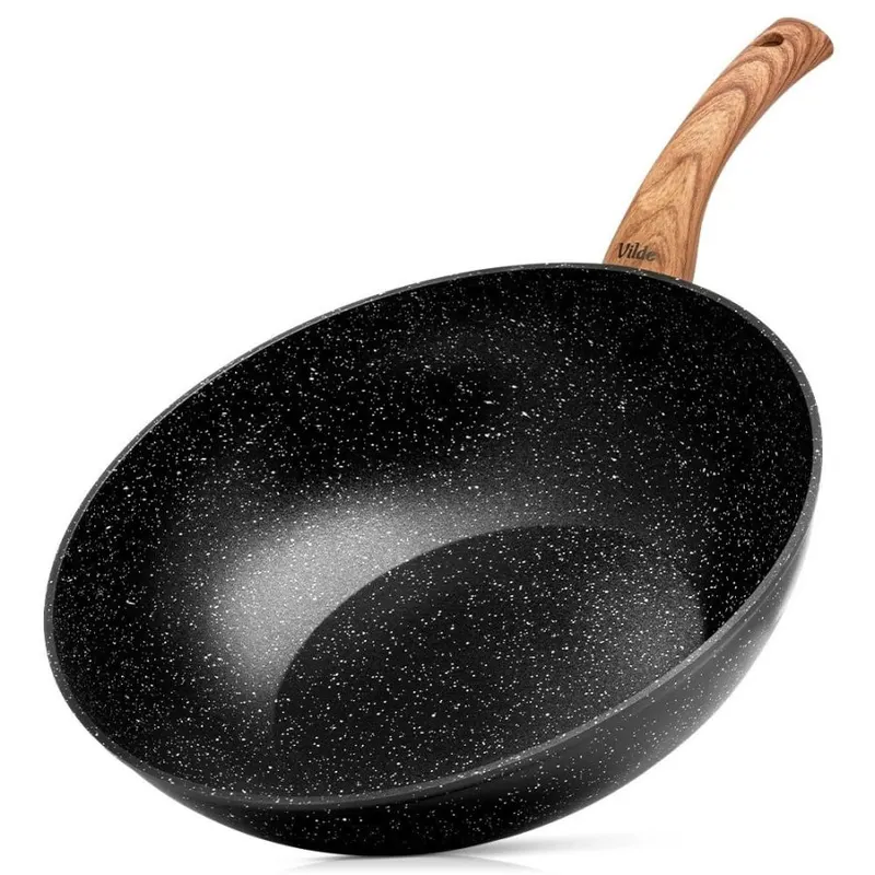 Patelnia wok granitowa GRANITICA WOOD 32 cm