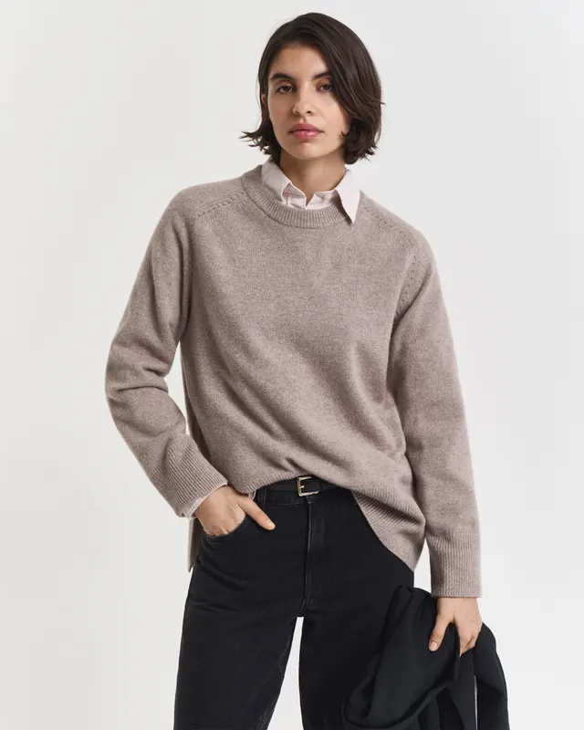 Gant Sweter Damski Z Okrągłym Kołnierzykiem Z Długim Rękawem Relaxed Fit