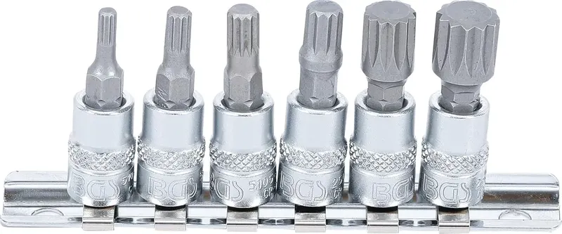 ZESTAW NASADEK DO BITÓW 6,3MM XZN M4-M12 6 SZTUK CHROMOWANE