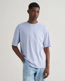 Gant Bawełniany T-Shirt Męski Z Okrągłym Kołnierzykiem Relaxed Fit Niebieski