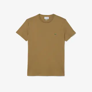 Lacoste T-Shirt Bawełniany Pima Męskie Brązowy