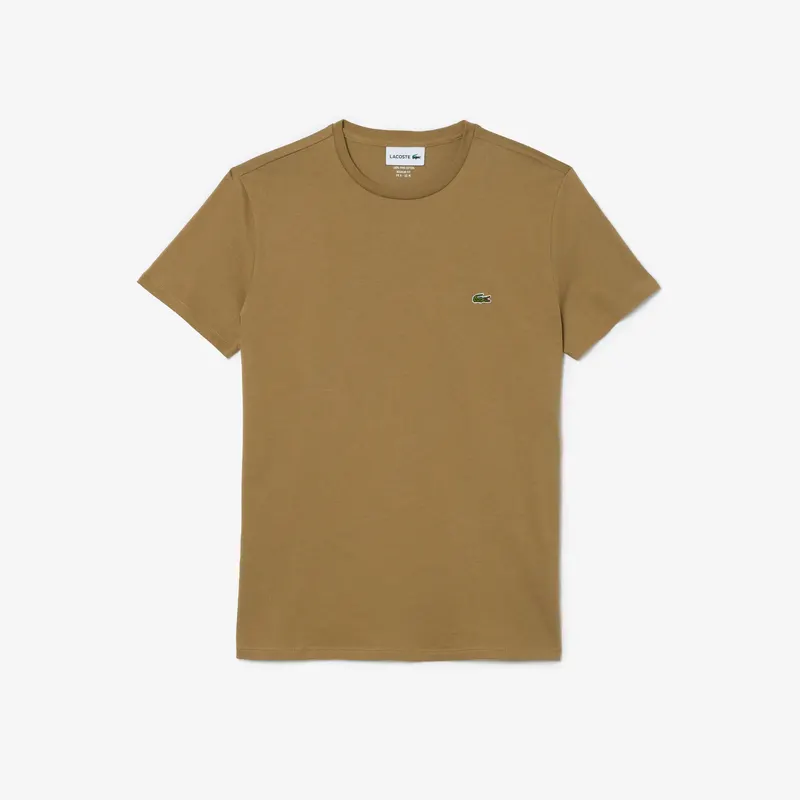 Lacoste T-Shirt Bawełniany Pima Męskie Brązowy