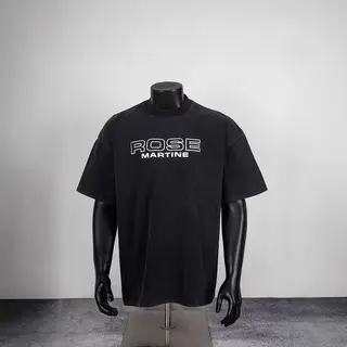 Martine Rose new metallic heat-pressed logo short-sleeved washed-out distressed casual loose round-neck T-shirt