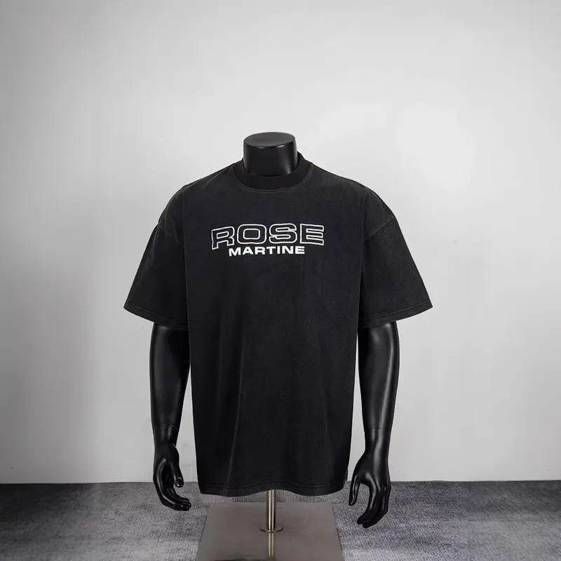 Martine Rose new metallic heat-pressed logo short-sleeved washed-out distressed casual loose round-neck T-shirt